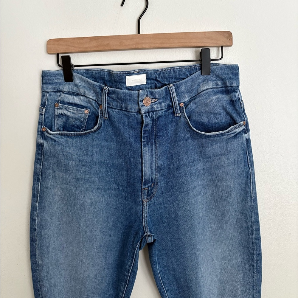 MOTHER High Waisted Looker Ankle Fray Spice It Up Distressed Blue Jeans size 31 - Picture 2 of 11